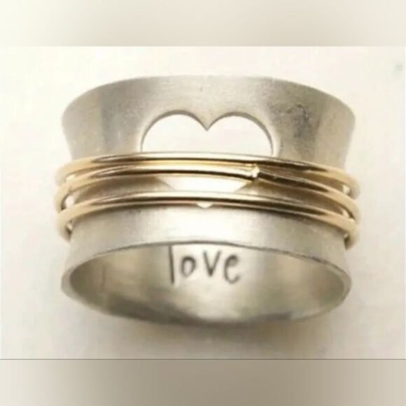Silver Hollow Heart Fashion Ring - Picture 2 of 5